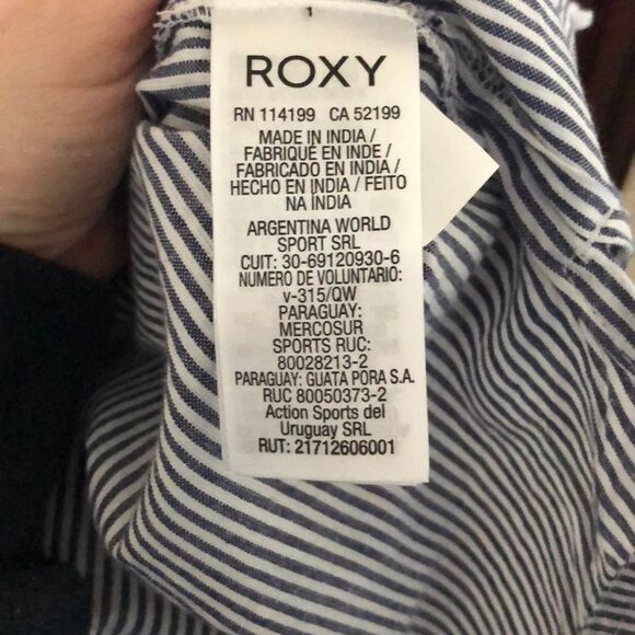 Roxy tunic blue white stripe beach dress swim coverup size Small / petite NWOT - Picture 9 of 13